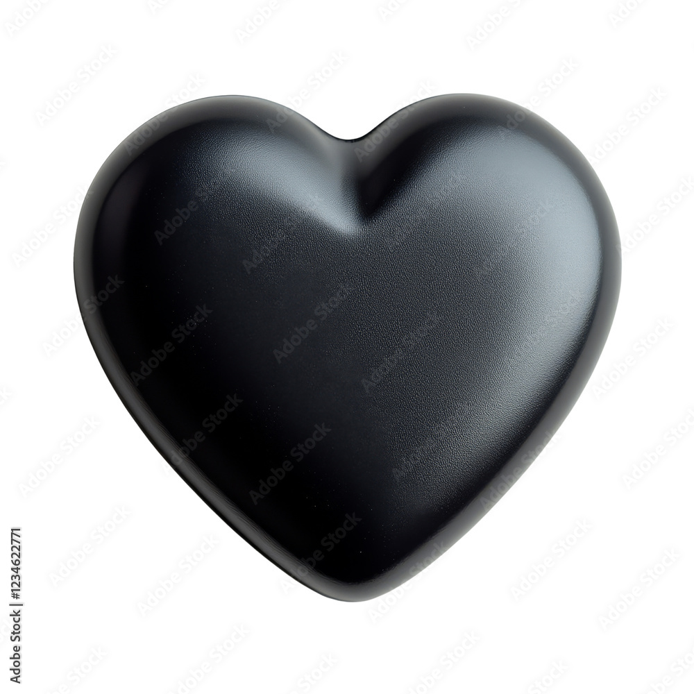 A sleek, black heart shape with smooth curves and a glossy surface that conveys love and affection. A sleek, black heart shape with smooth curves and a glossy surface that conveys love and affection.