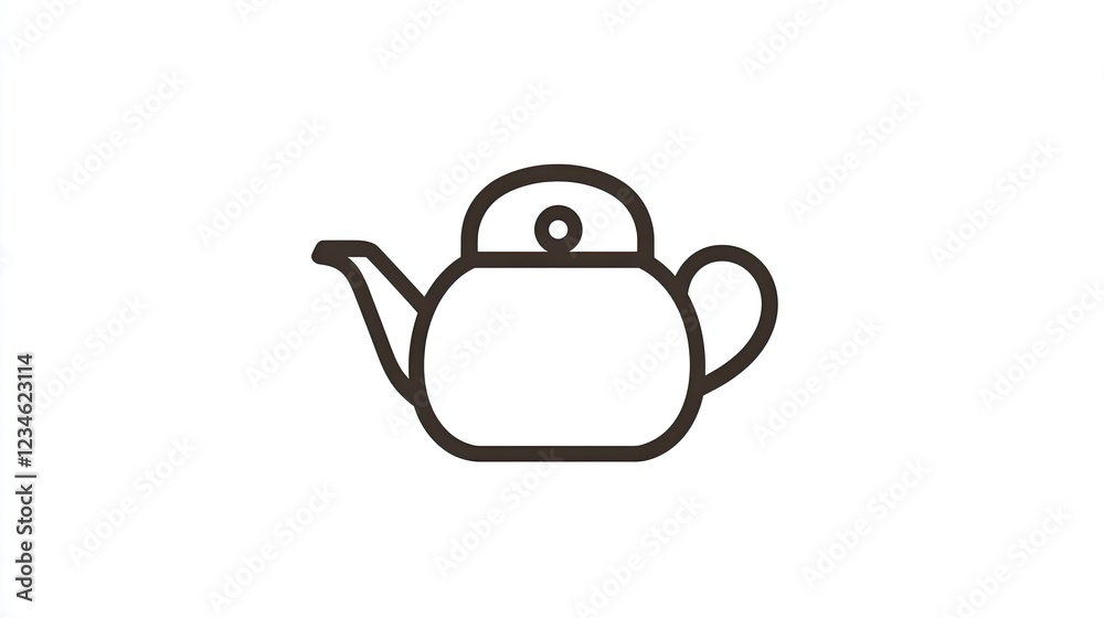 Simple line drawing of a teapot, kitchen utensil, homeware, isolated on white background. Simple line drawing of a teapot, kitchen utensil, homeware, isolated on white background.