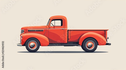 Vintage Pickup Truck Illustration: A Flat Vector Graphic Depicting a Classic Car for Transportation or Automotive Concepts