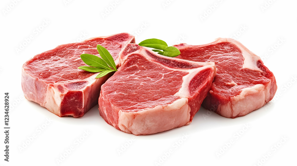 Raw lamb chops, fresh meat, white background, culinary photography, recipe ingredient Raw lamb chops, fresh meat, white background, culinary photography, recipe ingredient