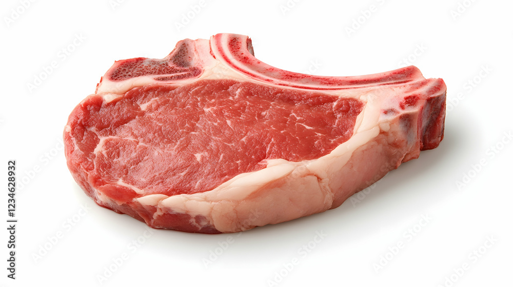 Raw bone-in steak, isolated on white background, ready for cooking, perfect for recipe websites Raw bone-in steak, isolated on white background, ready for cooking, perfect for recipe websites