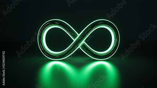 3d render of a glowing neon sign symbol on a green background