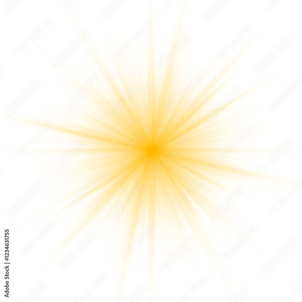 Obraz premium Realistic sun rays. Sun ray glow abstract shine light effect starburst beam sunshine glowing isolated image. Lights flare, star flash light, white sun rays, png. 