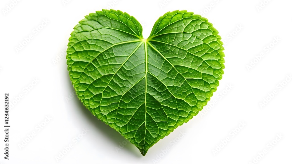Fototapeta premium Heart-Shaped Leaf on White Background