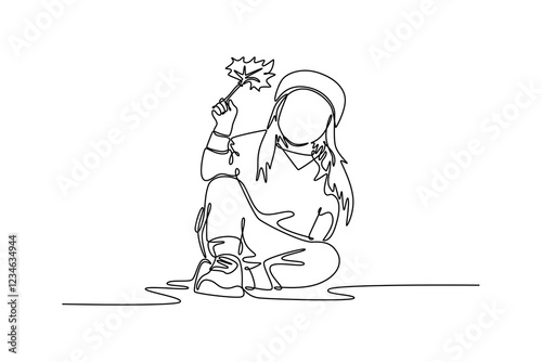 Continuous one line drawing autumnal lifestyle concept. Doodle vector illustration.