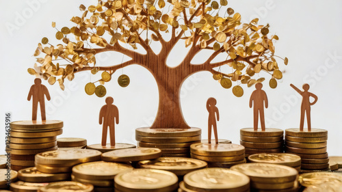 Investment finance concept complete family Figures made of wood	
