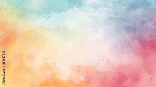 Vibrant Watercolor Background Featuring Soft Light and Colorful Blends Ideal for Creative Designs and Artistic Projects