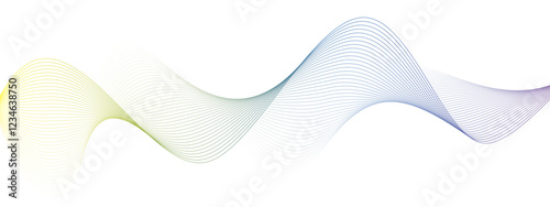 Abstract smooth waves on white background, wavy lines, Vector illustration., Abstract blue purple gradient flowing wave lines on white background. Transparent horizontal green wave on white. 