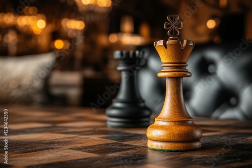 A clean design of a chessboard with only a single knight and king highlighted, symbolizing strategic specialization