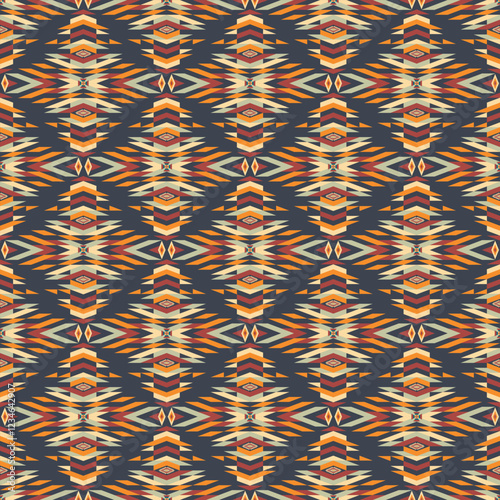 American tribal ethnic native pattern seamless.Traditional Navajo,Aztec,Apache,Southwest and Mexican style fabric pattern.Abstract vector motif pattern.For fabric,clothing,blanket,woven,wrap,decorate.