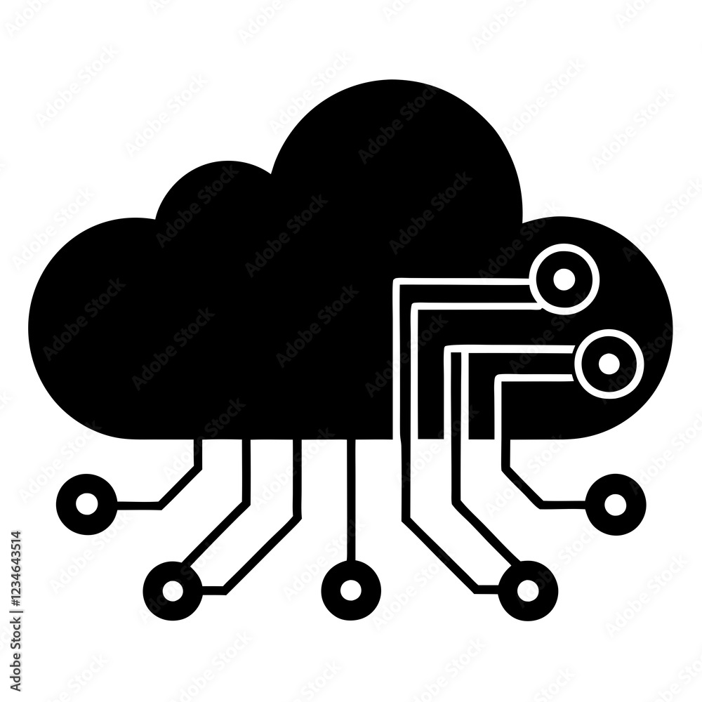 Cloud Icon with Circuit Board: Cloud Computing Design Cloud Icon with Circuit Board: Cloud Computing Design