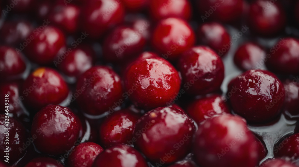 Fresh Cranberries in Water with a Glossy Finish Fresh Cranberries in Water with a Glossy Finish