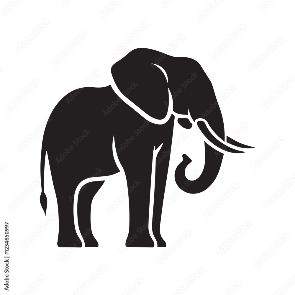 Fototapeta premium Powerful Elephant Head Silhouette Design