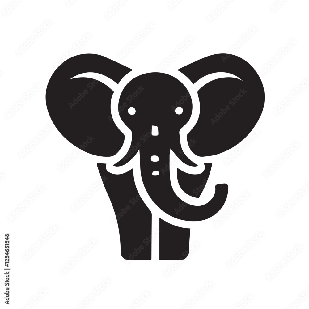 Powerful Elephant Head Silhouette Design Powerful Elephant Head Silhouette Design
