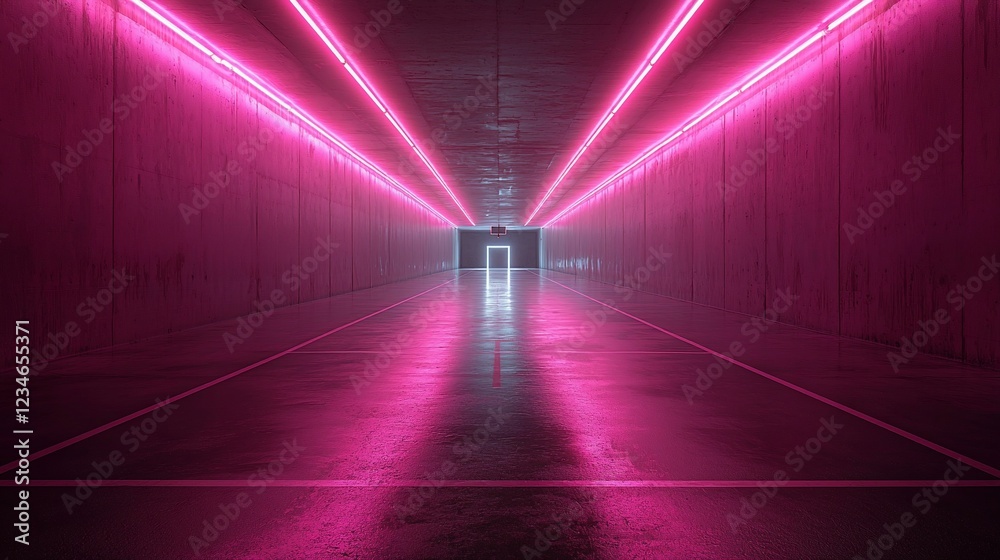 Neon Pink Tunnel: Futuristic Cyberpunk Corridor Neon Pink Tunnel: Futuristic Cyberpunk Corridor