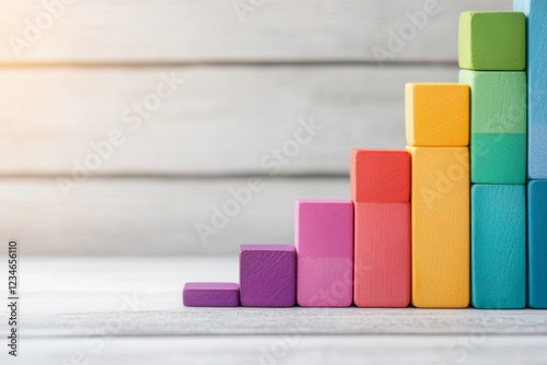 A minimalist bar graph with one bar towering substantially above the others, drawn in bold, vibrant colors on a clean white canvas photo