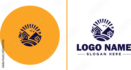 Retirement Community icon Senior living community Retirement village Senior community flat logo sign symbol editable vector