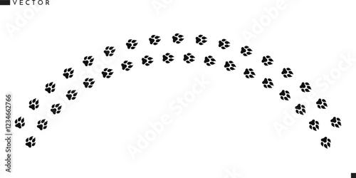 Fox paw print vector illustration. Wild animal track. American red fox paw print silhouette