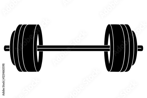 barbell icon, dumbbell silhouette vector