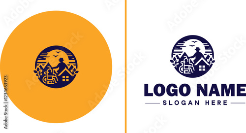 Retirement Community icon Senior living community Retirement village Senior community flat logo sign symbol editable vector