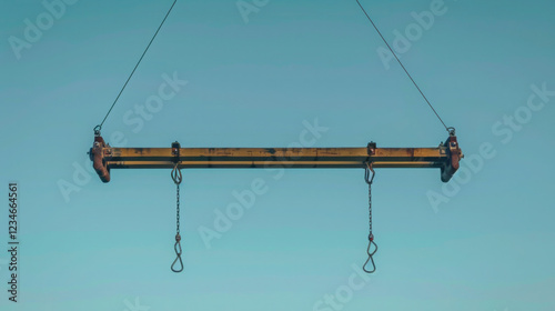 circus trapeze bar hanging high above the sky