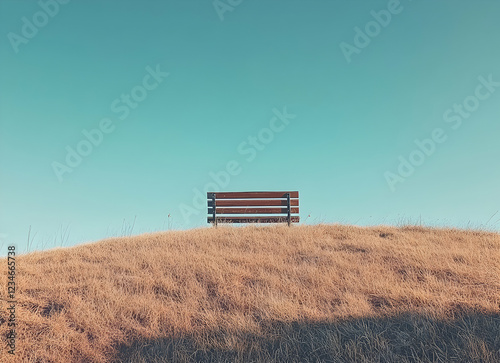 Solitude Bench on a Hilltop under a Vast Sky photo