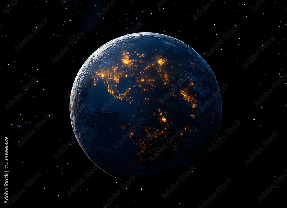 Obraz premium Night Earth: A Celestial View of North America's City Lights