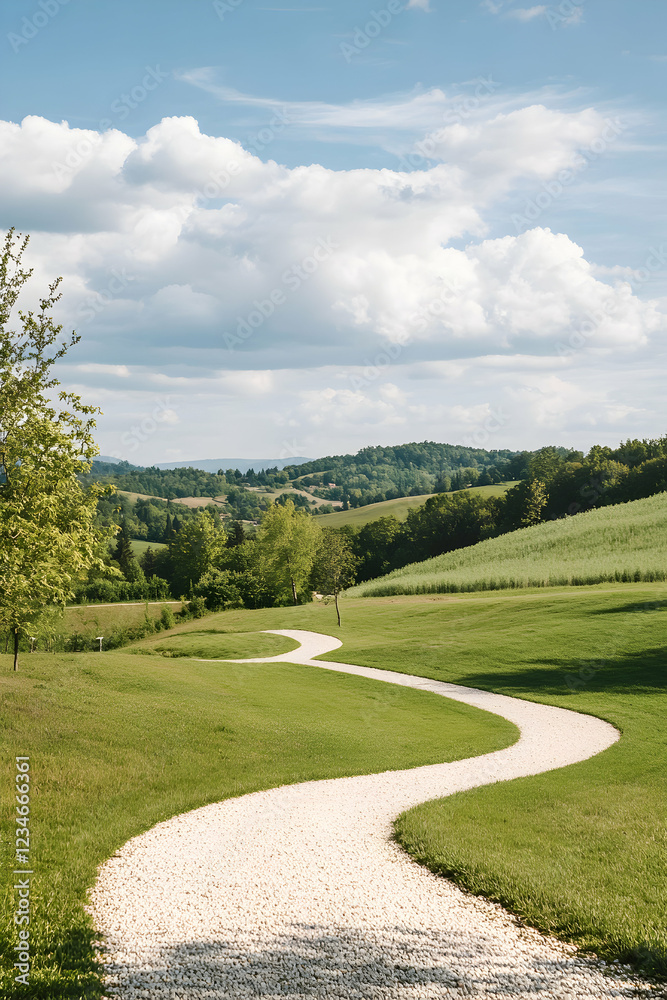 Serene Winding Path Through Rolling Hills Serene Winding Path Through Rolling Hills
