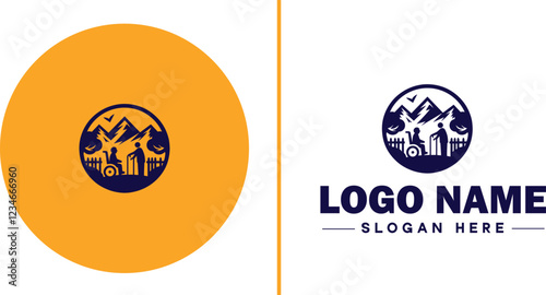 Retirement Community icon Senior living community Retirement village Senior community flat logo sign symbol editable vector