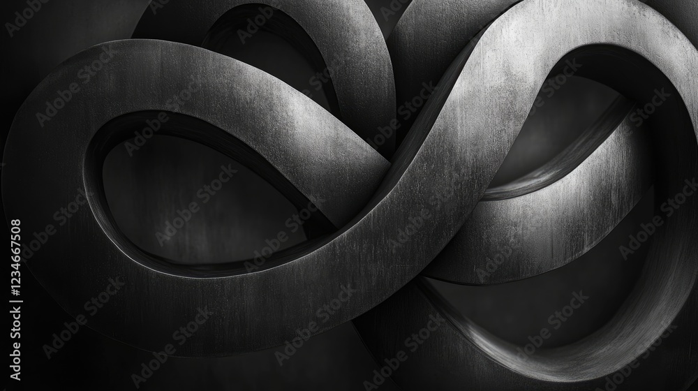A bold, graphic depiction of intertwined hearts in black and white, symbolizing eternal love and unity A bold, graphic depiction of intertwined hearts in black and white, symbolizing eternal love and unity