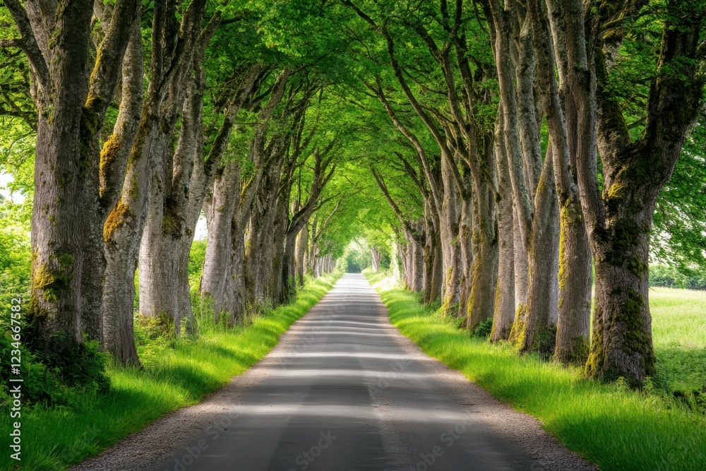 Naklejka premium Tree-Lined Country Road