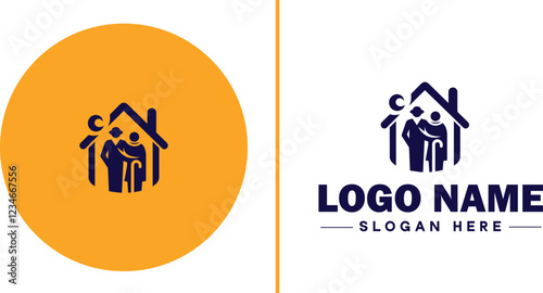 Retirement Community icon Senior living community Retirement village Senior community flat logo sign symbol editable vector