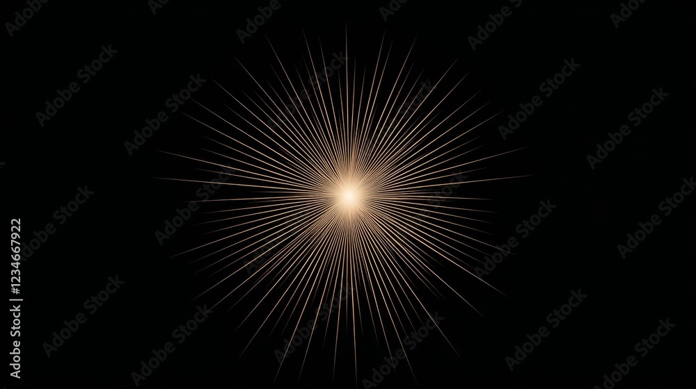 Abstract golden light burst on black background. Abstract golden light burst on black background.