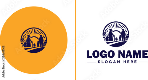 Retirement Community icon Senior living community Retirement village Senior community flat logo sign symbol editable vector
