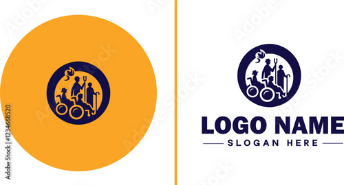 Retirement Community icon Senior living community Retirement village Senior community flat logo sign symbol editable vector