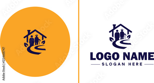 Retirement Community icon Senior living community Retirement village Senior community flat logo sign symbol editable vector