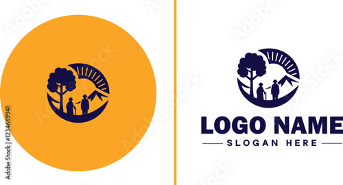 Retirement Community icon Senior living community Retirement village Senior community flat logo sign symbol editable vector