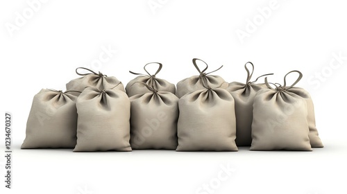 Pile of Isolated Sacks for Debris Collection on White Background photo