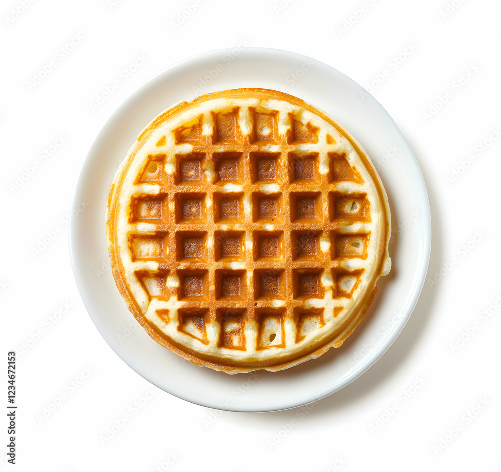 Golden-Brown Waffle on a White Plate Golden-Brown Waffle on a White Plate