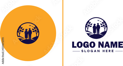 Retirement Community icon Senior living community Retirement village Senior community flat logo sign symbol editable vector