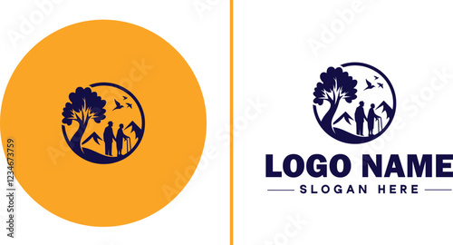 Retirement Community icon Senior living community Retirement village Senior community flat logo sign symbol editable vector