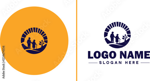Retirement Community icon Senior living community Retirement village Senior community flat logo sign symbol editable vector