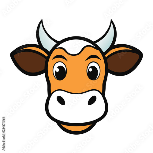 Funny cow head vector art illustration