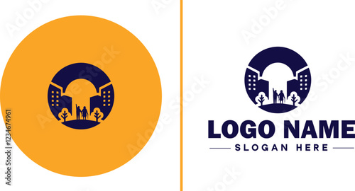 Retirement Community icon Senior living community Retirement village Senior community flat logo sign symbol editable vector
