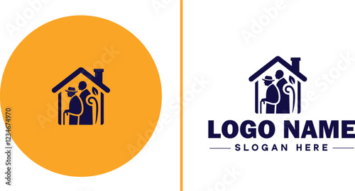Retirement Community icon Senior living community Retirement village Senior community flat logo sign symbol editable vector