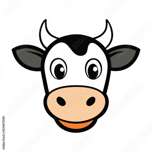 Funny cow head vector art illustration