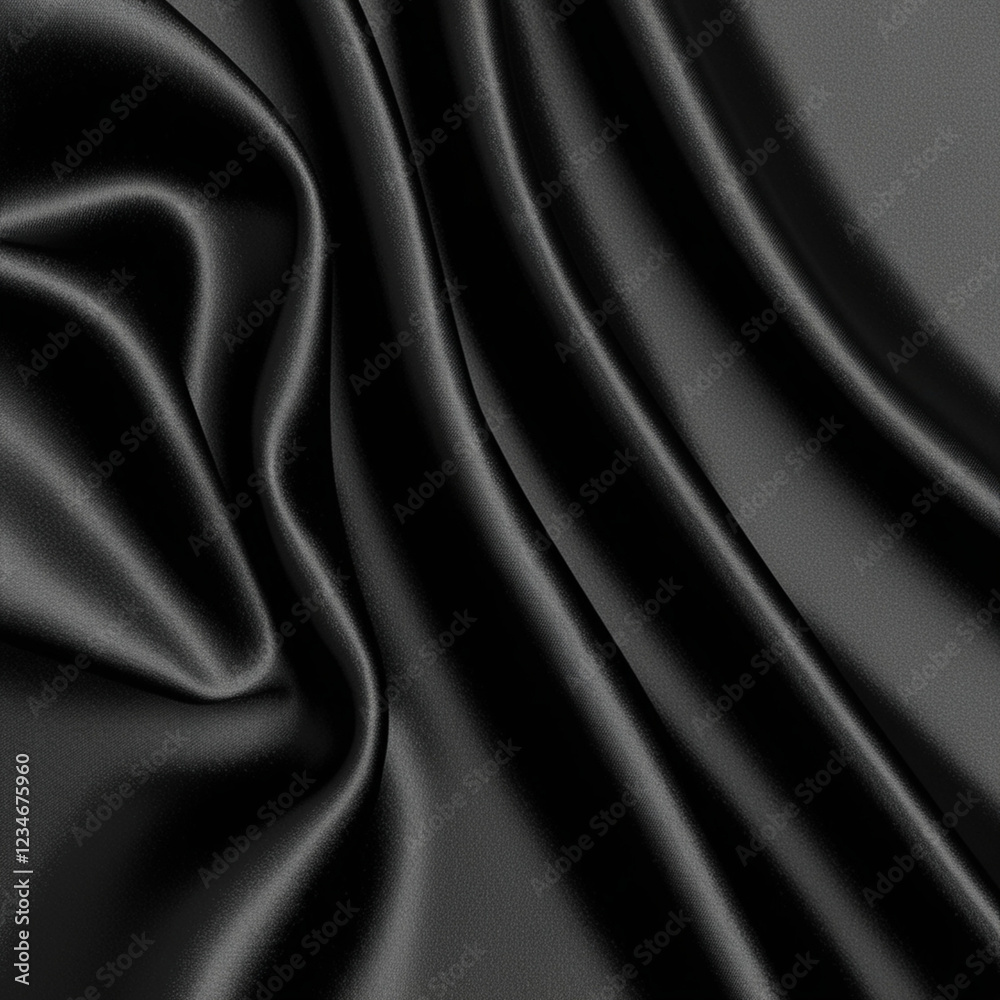 Fototapeta premium Black satin silk luxury material cloth background
