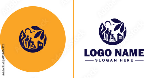 Retirement Community icon Senior living community Retirement village Senior community flat logo sign symbol editable vector