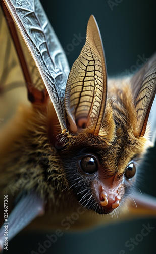 a close up of a bat with a very long nose