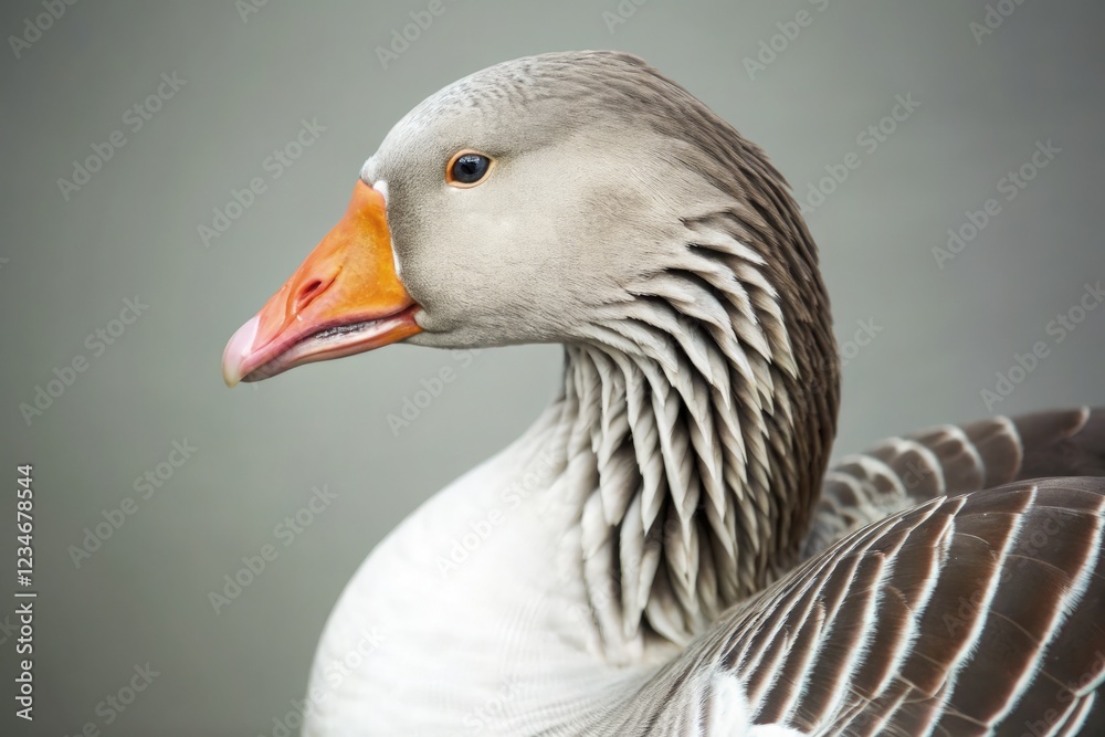 Portrait of a Goose Showcasing Its Detailed Plumage and Features. Generative AI Portrait of a Goose Showcasing Its Detailed Plumage and Features. Generative AI